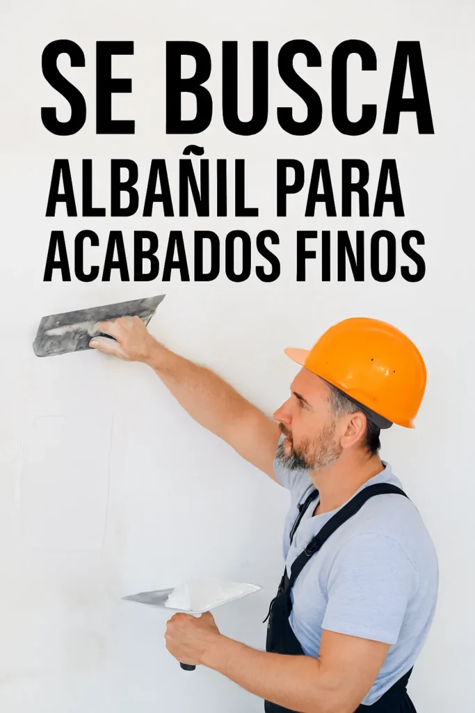 Se busca albañil para acabados finos en paredes y columnas