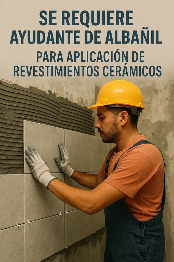 Se Requiere Ayudante de Albañil para Aplicación de Revestimientos Cerámicos: Requisitos para Contratar al Profesional Ideal