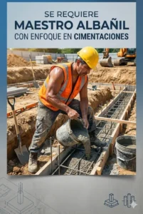 Se requiere maestro albañil con enfoque en cimentaciones