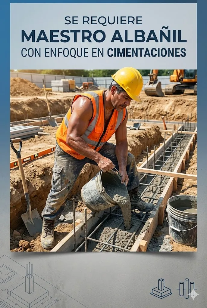 Se requiere maestro albañil con enfoque en cimentaciones